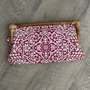3/$30 Donna Dixon Pink & White Clutch w/Bamboo Handle. EUC.